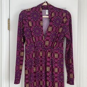 A-Line FLATTERING Purple Patterned Maxi Dress